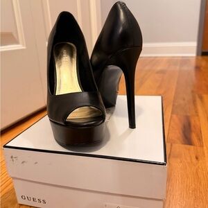 Guess Black Peep-Toe Platform Stiletto Heels